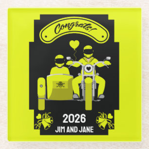 Motorcycle Wedding Gifts For Couple Glass Coaster
