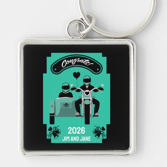 Motorcycle Wedding Gifts For Couple Key Ring (Front)
