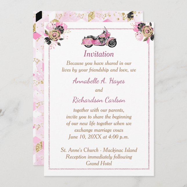Motorcycle Wedding Invitation (Front/Back)