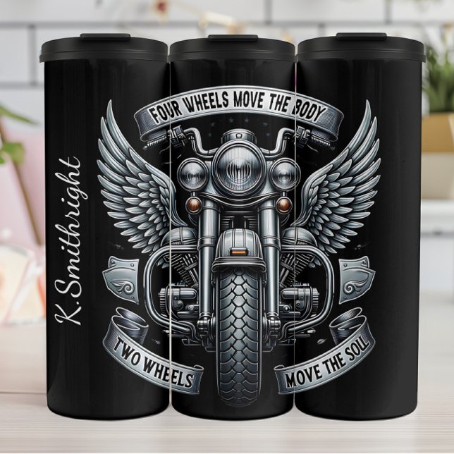 Motorcycle Winged Emblem Quote Thermal Tumbler (Creator Uploaded)