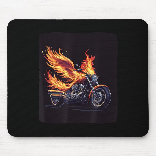 Motorcycle Wings In Flames For Burning Bikes Lover Mouse Pad (Front)