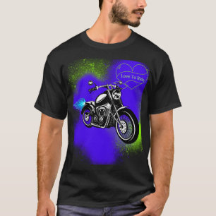 Motorcycle with Blue & Green Paint Splats T-Shirt