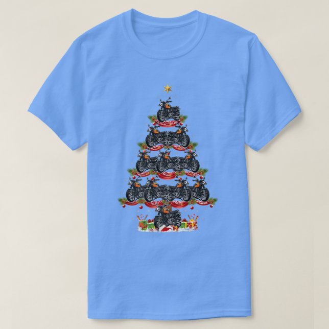 Motorcycle Xmas Lighting Santa Motorcycle Christma T-Shirt (Design Front)