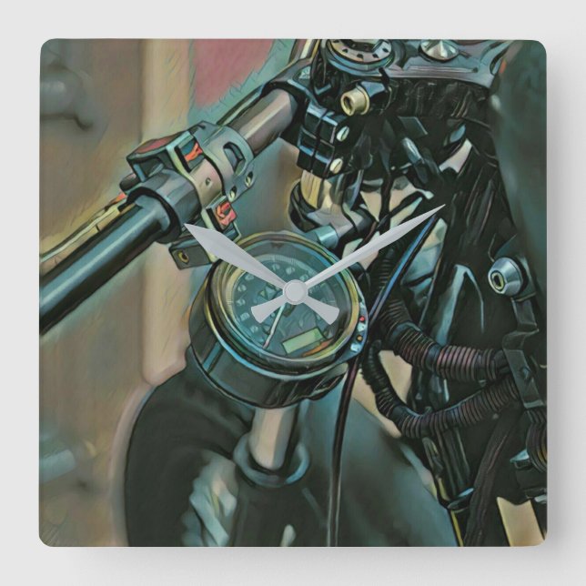 Motorcycles gift square wall clock (Front)
