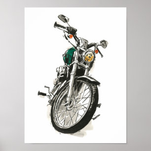 Motorcycles in Ink I Poster
