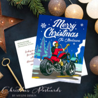 Motorcycling Mrs Claus Funny Christmas Greetings