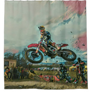 Motorcyclist gifts shower curtain
