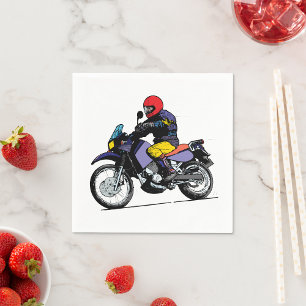 Motorcyclist In A Red Helmet Paper Napkins