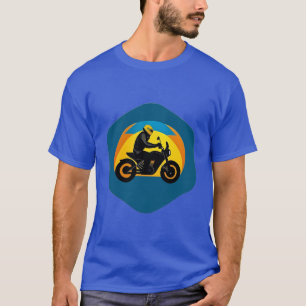 Motorcyclist in Vibrant Retro Style T-Shirt