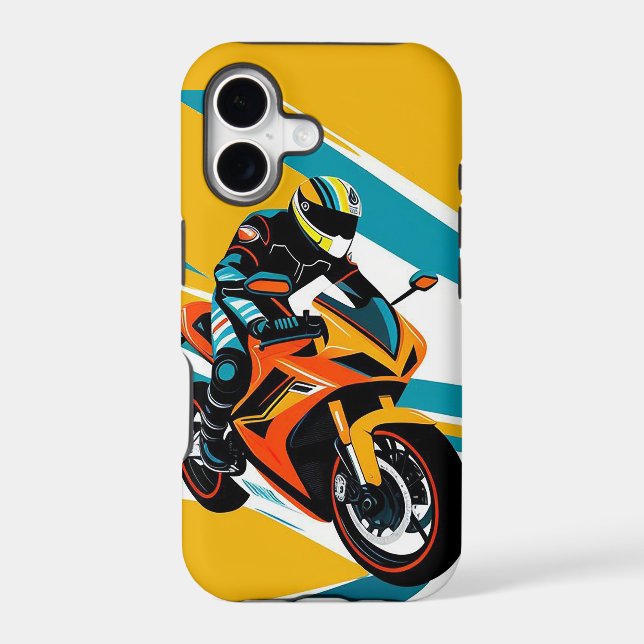 Motorcyclist Leaning into a Sharp Turn (Back)
