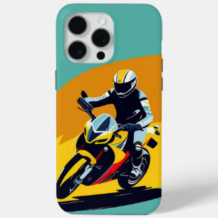 Motorcyclist Leaning into a Sharp Turn iPhone 15 Pro Max Case