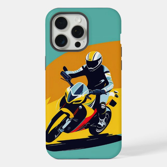Motorcyclist Leaning into a Sharp Turn iPhone Case (Back)