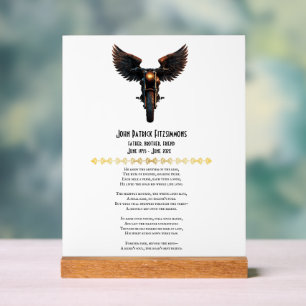 Motorcyclist Memorial Poem Acrylic Sign