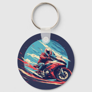 Motorcyclist Racing Key Ring