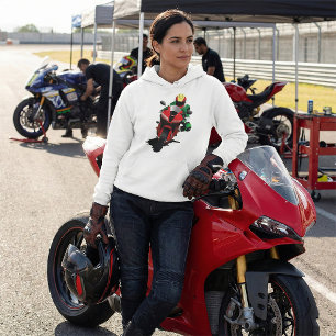 Motorcyclist Riding Red Sportbike Hoodie