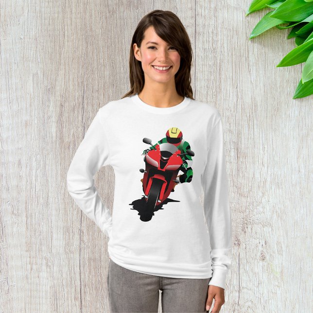 Motorcyclist Riding Red Sportbike T-Shirt (Creator Uploaded)