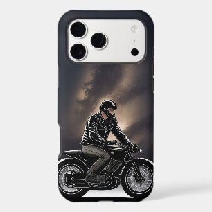 Motorcyclist Riding Under Moonlit Sky