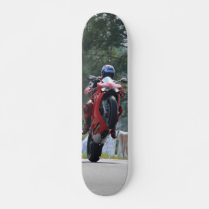 Motorcyclist Skating By Motorbike Skateboard