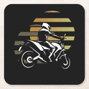 Motorcyclist Square Paper Coaster