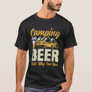 Motorhome Camping Retro Beer Caravan Rv Trailer Ca T-Shirt