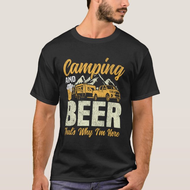 Motorhome Camping Retro Beer Caravan Rv Trailer Ca T-Shirt (Front)