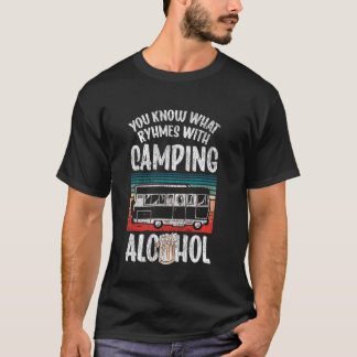 Motorhome Camping Retro Beer Caravan Rv Trailer Yo T-Shirt