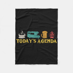 Motorhome, Camping, Road Trip, Coffee, Beer, Vinta Fleece Blanket