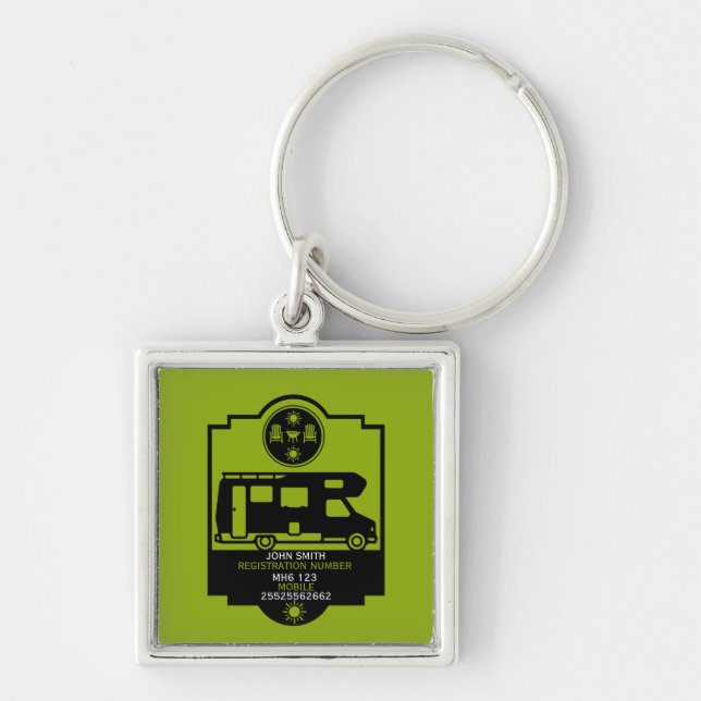 Motorhome Campsite Gifts Key Ring (Front)