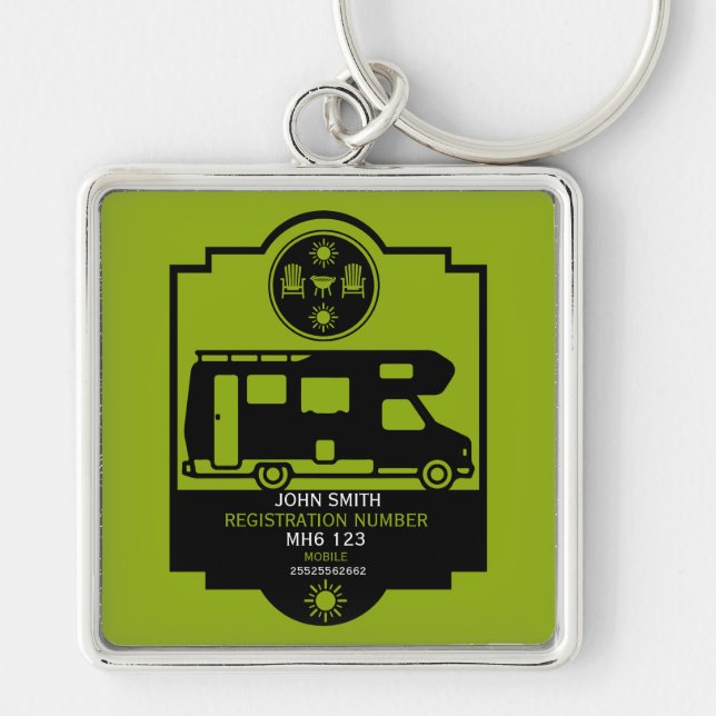 Motorhome Campsite Gifts Key Ring (Front)