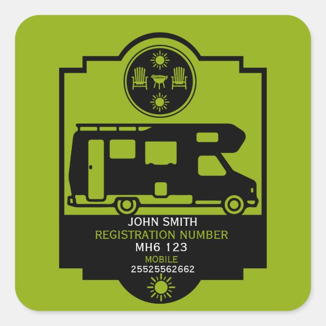 Motorhome Campsite Gifts Square Sticker (Front)
