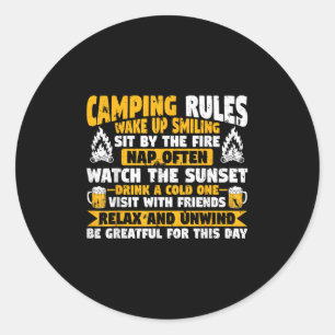 Motorhome Funny Camper Camping Rules  Classic Round Sticker