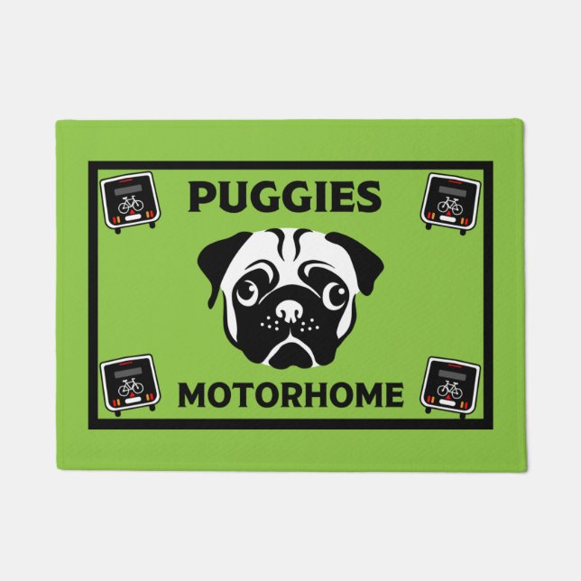 Motorhome Pug Camping  Doormat (Front)