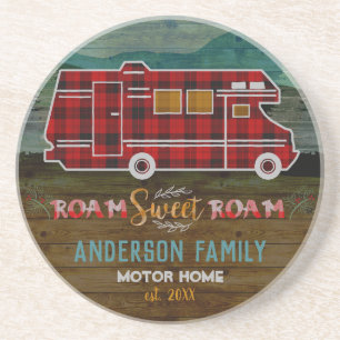 Motorhome RV Camper Travel Van Rustic Personalised Coaster