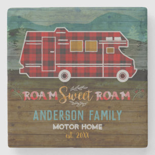 Motorhome RV Camper Travel Van Rustic Personalised Stone Coaster