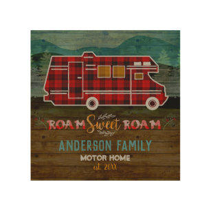 Motorhome RV Camper Travel Van Rustic Personalised Wood Wall Art