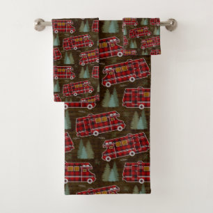 Motorhome RV Camper Travel Van Rustic Pine Pattern Bath Towel Set