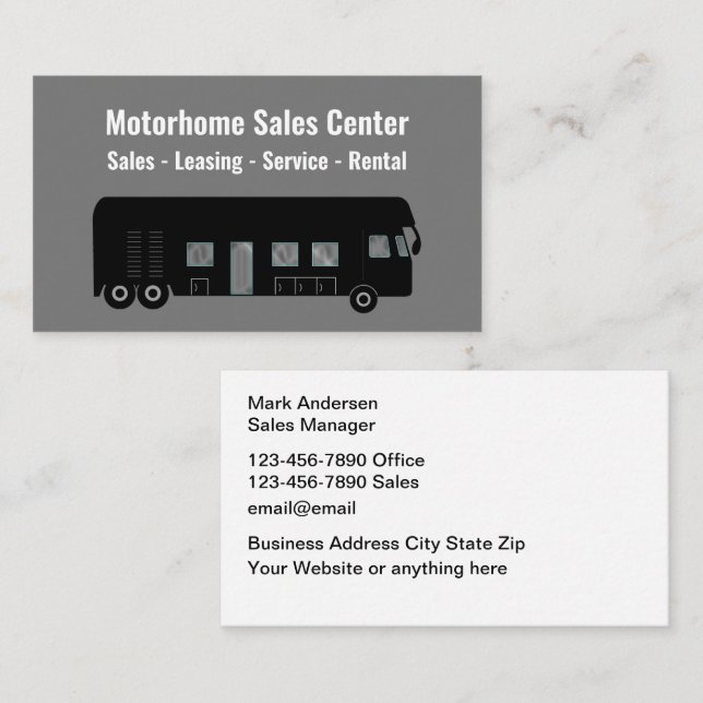 Motorhome Sales And Service Business Card (Front/Back)