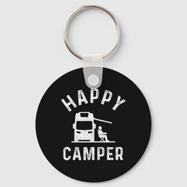 Motorhome T Shirts Happy Camper  Key Ring (Front)