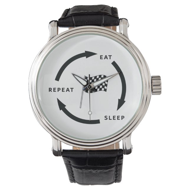 Motorsport Eat Sleep Repeat Sports Fan Saying Watch (Front)