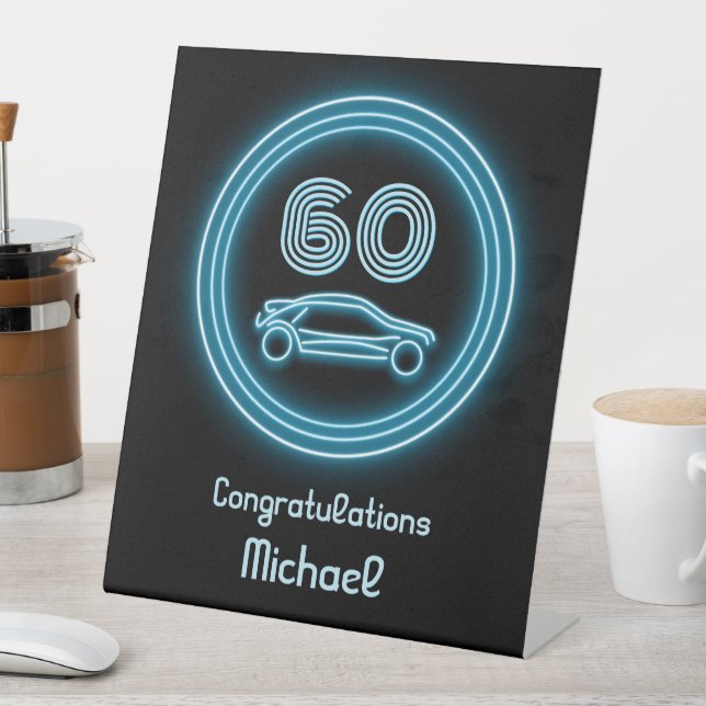 Motorsports Fast Car Theme - Any Number Masculine Pedestal Sign (In SItu)