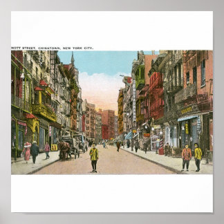 Mott Street, CHINATOWN, New York City (Vintage) Poster