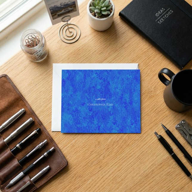 Mottled Cobalt Blue Canvas Look Note Card (Creator Uploaded)