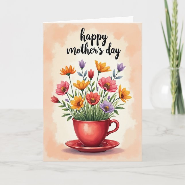 Mottled Floral Tea Cup Card (Front)