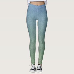 Mottled Light Blue to Light Green Gradient Leggings