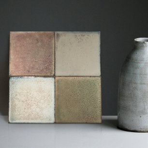 Mottled Marbled Earth Tone Set of 4 Wall Decor Cer Tile