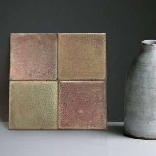 Mottled Marbled Earth Tone Set of 4 Wall Decor Cer Tile