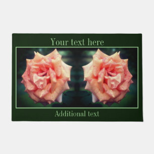 Mottled Peach Rose In Bloom Personalised Doormat