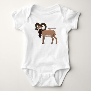 Mouflon goat illustration baby bodysuit