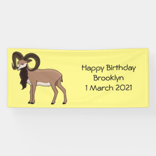 Mouflon goat illustration banner