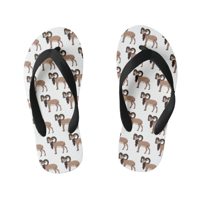 Mouflon goat illustration  kid's jandals (Footbed)